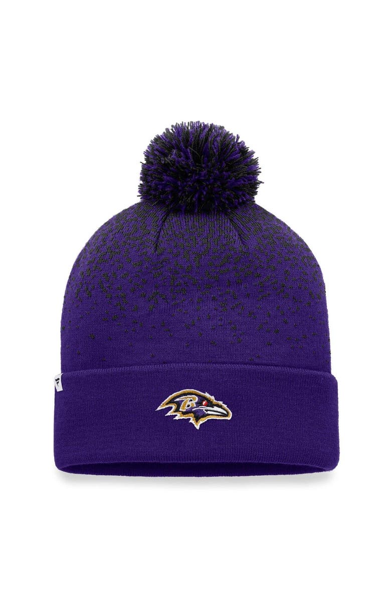 FANATICS Men's Fanatics Branded Purple Baltimore Ravens Iconic Gradient Cuffed Knit Hat with Pom, Alternate, color,