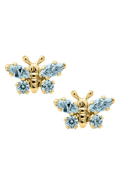 Butterfly Birthstone Gold Earrings (Baby)