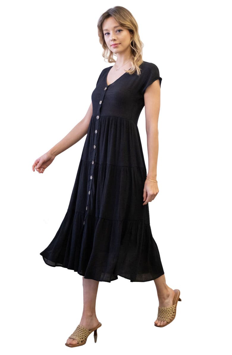 Blu Pepper Short Sleeve Faux Button Midi Dress, Alternate, color, 