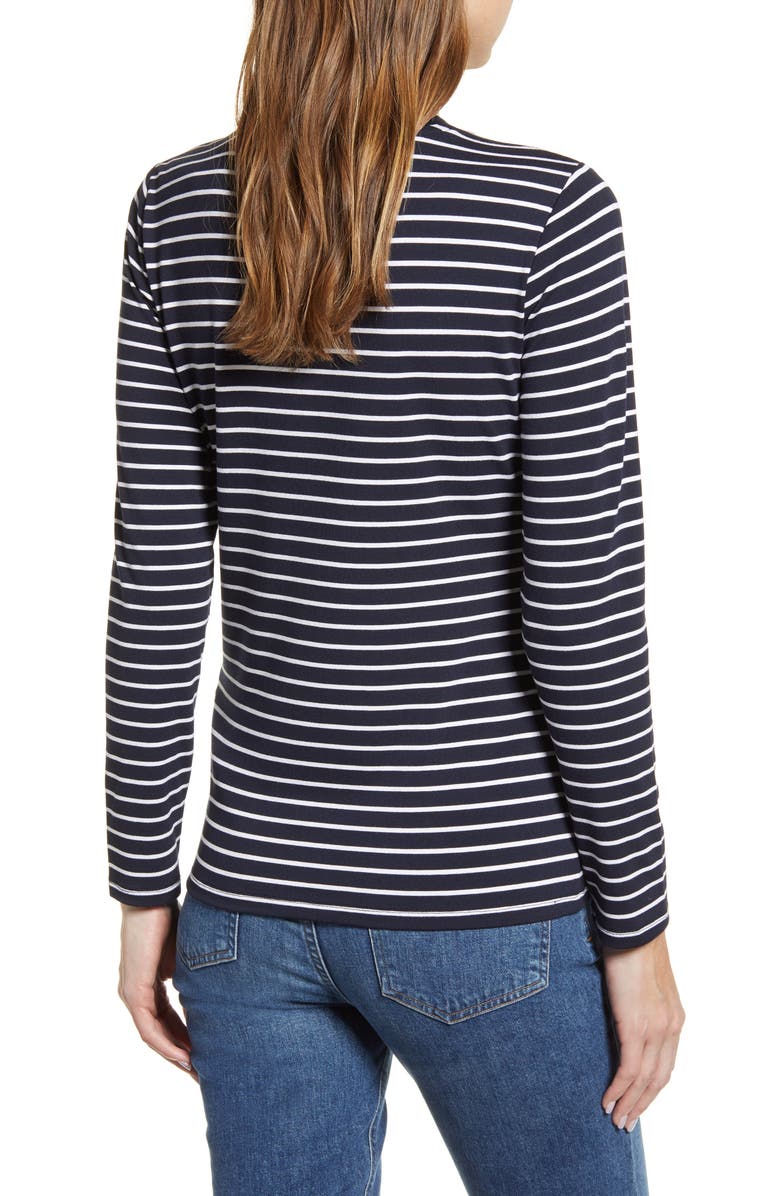 Tommy Hilfiger Stripe Long Sleeve Tie Front Top, Alternate, color, 