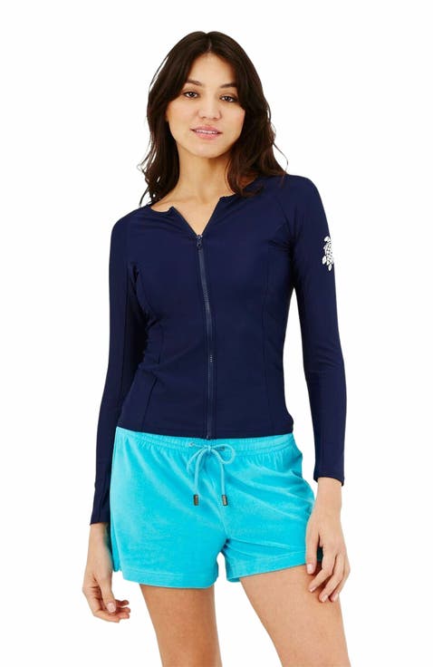 Women's Solid Zipper Rashguard