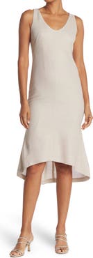 Akris V-Neck Asymmetrical Hem Sleeveless Dress