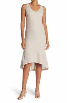 Akris V-Neck Asymmetrical Hem Sleeveless Dress