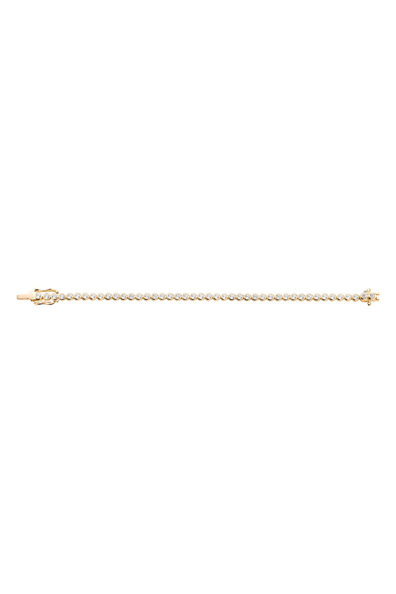 Lab Grown White Sapphire Bezel Tennis Bracelet, Alternate, color, Yellow Gold Vermeil