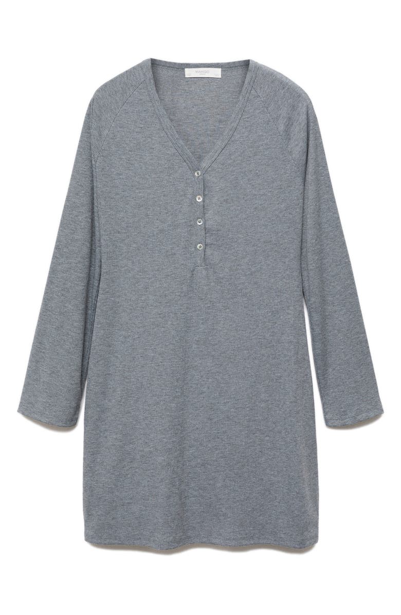 MANGO Rib Knit Nightgown, Main, color, Medium Heather Grey