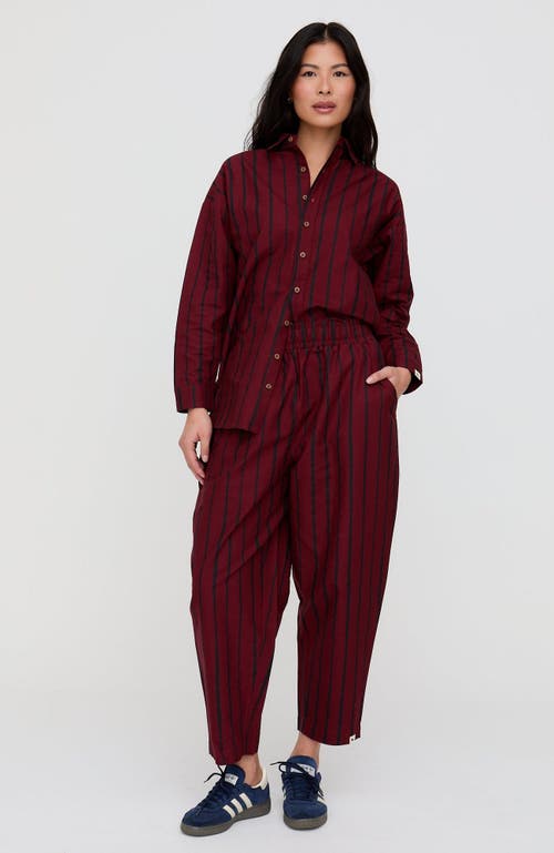 Turtledove London Organic Cotton Kate Barrel Leg Trousers In Red