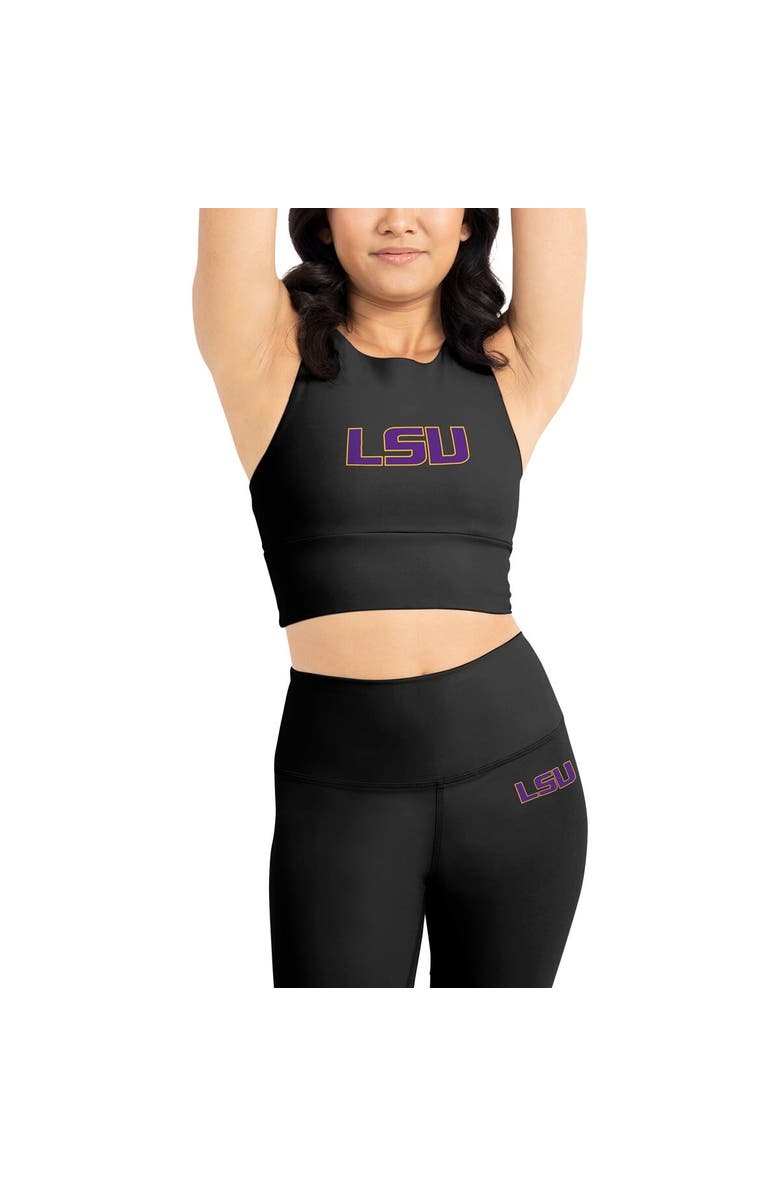 Certo Women's Kadi Brand Black LSU Tigers Buttery Soft Midi Bra & Leggings Set, Main, color, Black