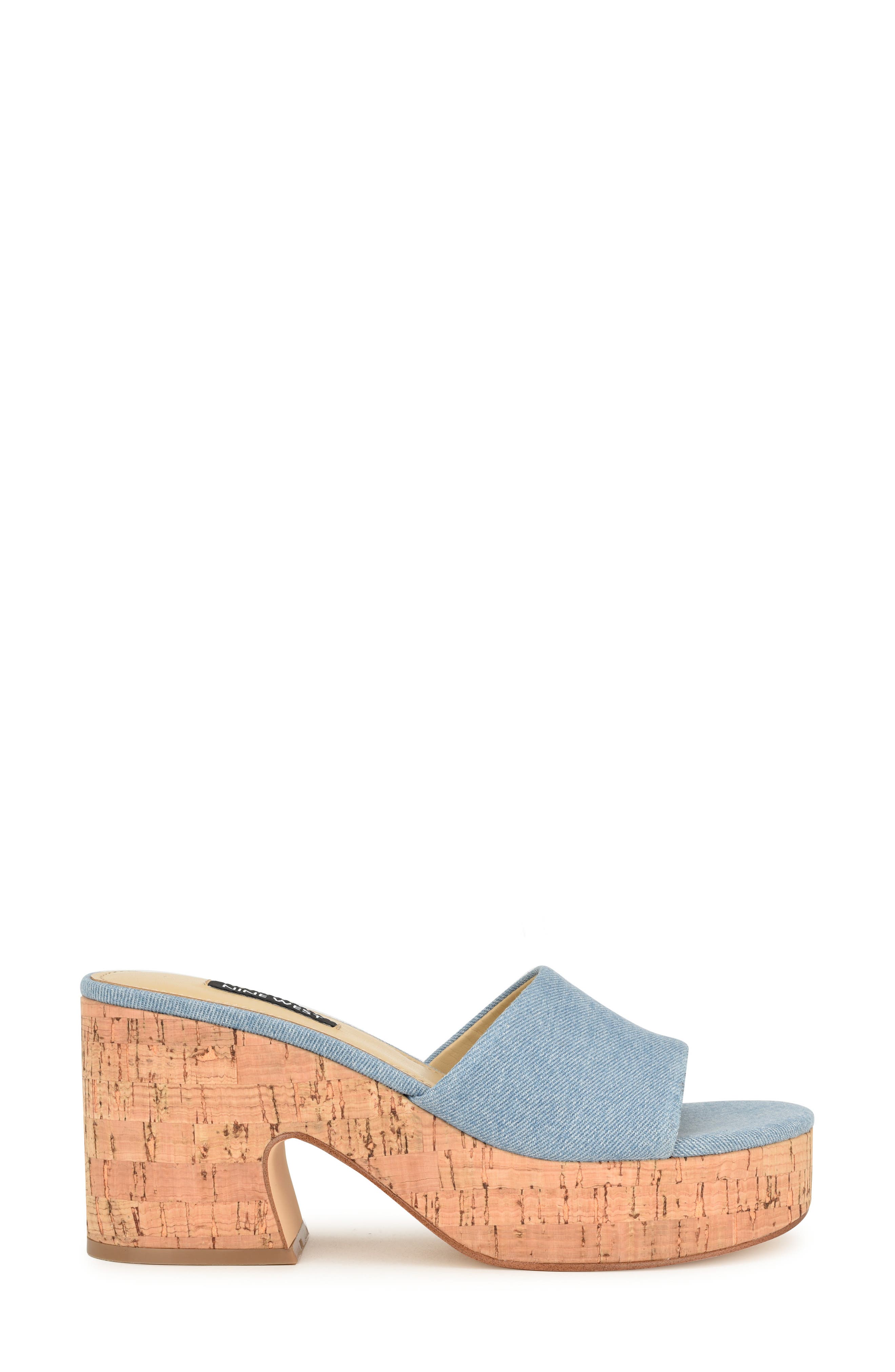 Nine West Boone Denim Platform Slide Sandal, Alternate, color, 