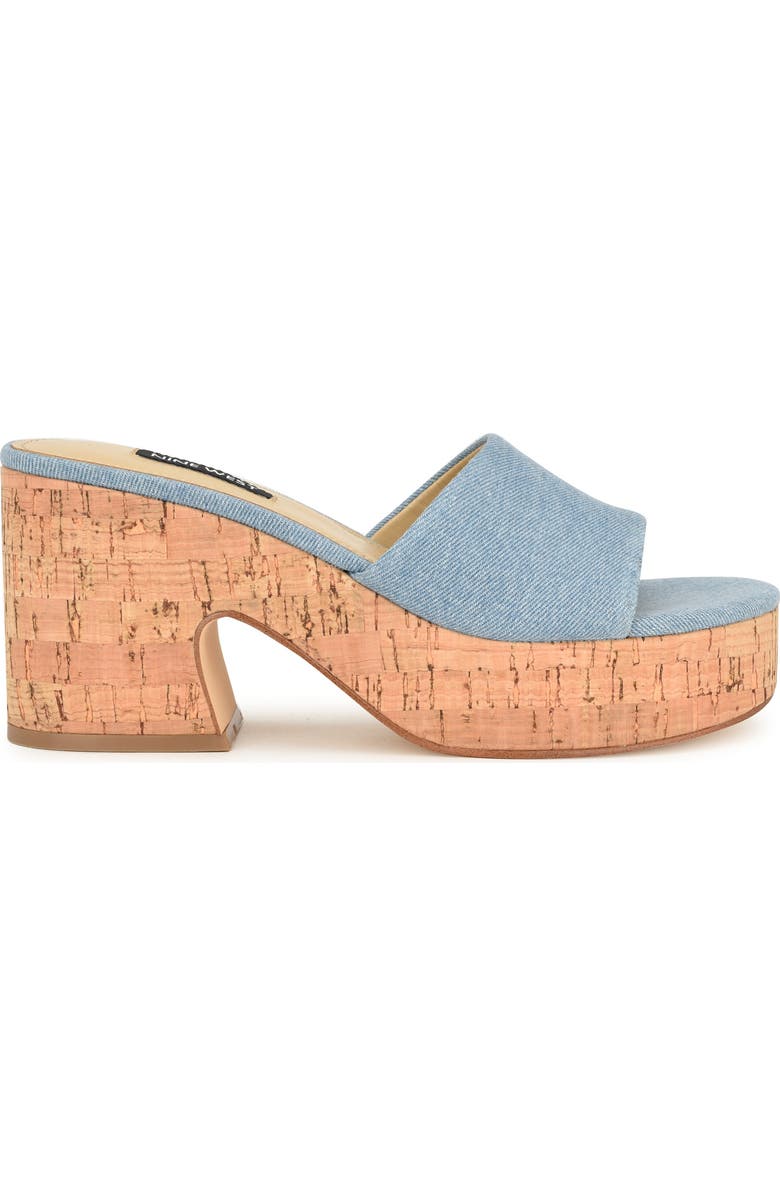 Nine West Boone Denim Platform Slide Sandal, Alternate, color,