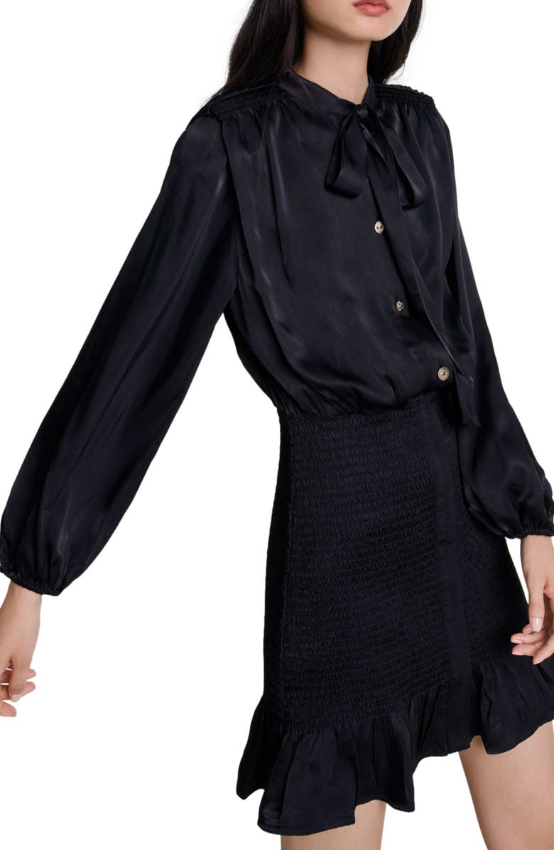 maje Short smocked dress, Alternate, color,