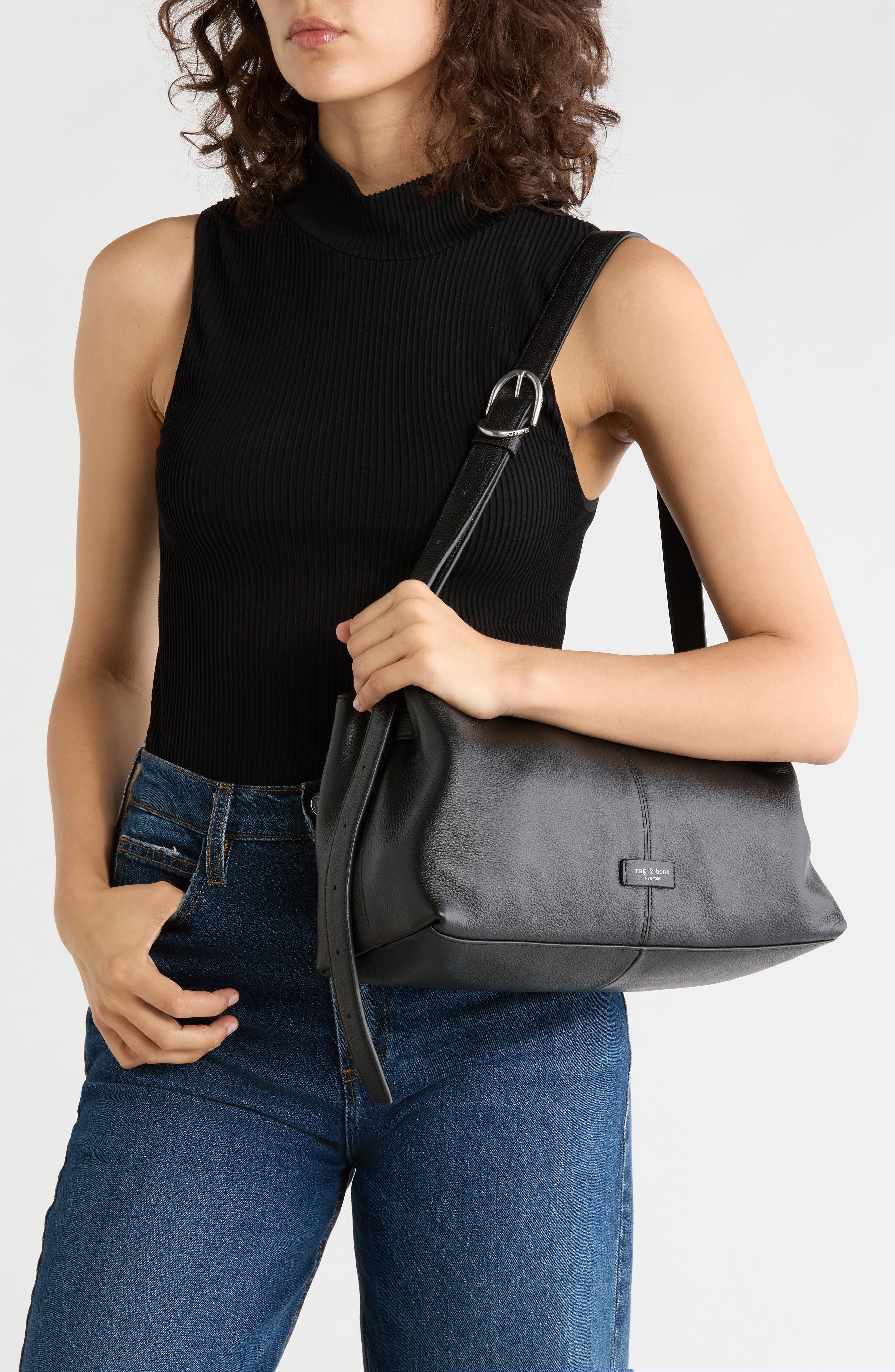 Taylor Leather Shoulder Bag, Alternate, color, BLA