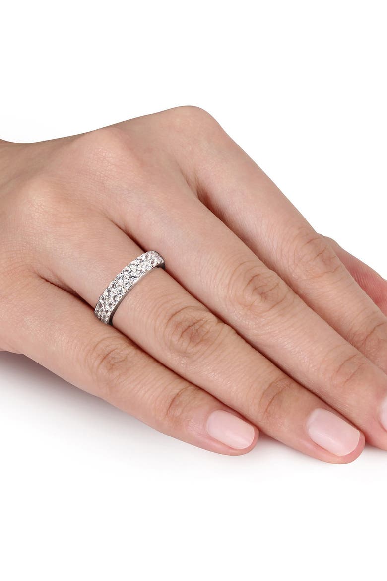 Sterling Silver Pavé Created White Sapphire Band, Alternate, color, SILVER