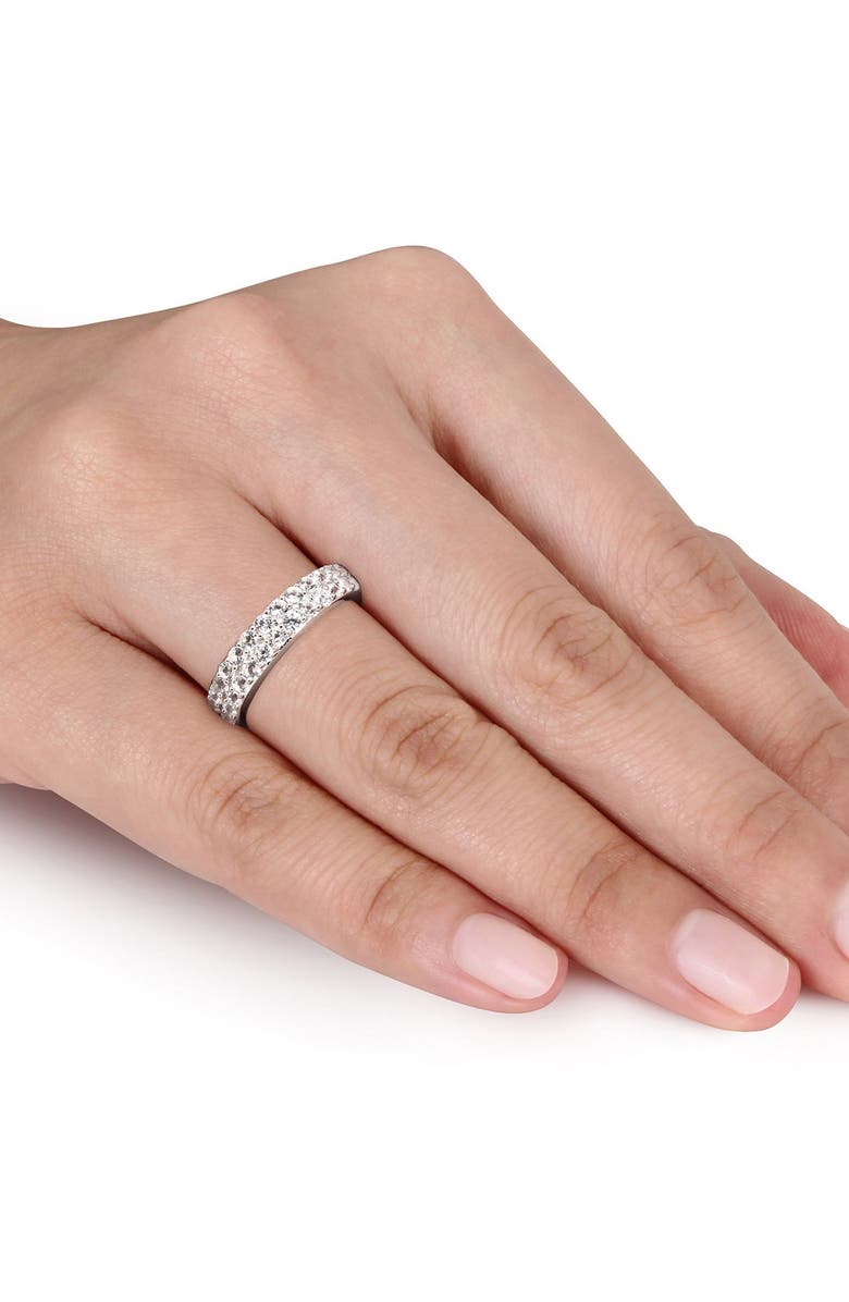 DELMAR Sterling Silver Pavé Created White Sapphire Band, Alternate, color, Silver