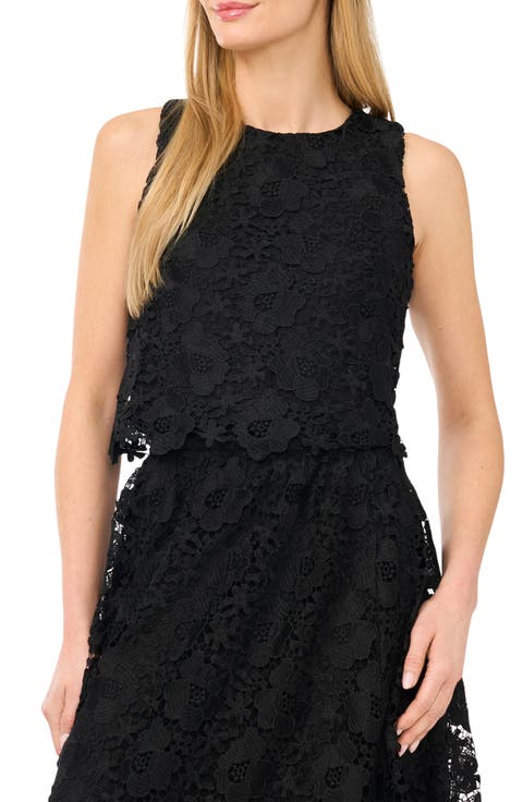 Sleeveless Floral Lace Top