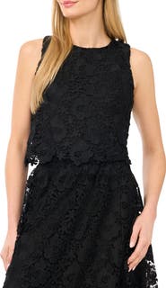 CeCe Sleeveless Floral Lace Top