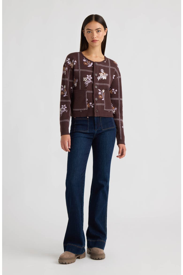 Floral Patchwork Cardigan, Alternate, color, BROWN