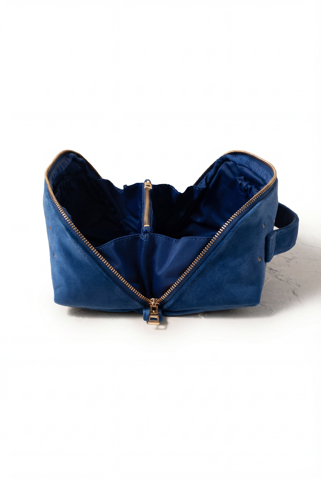 Baby Elephant Conservation Velvet Open Flat Makeup Bag, Alternate, color, Navy