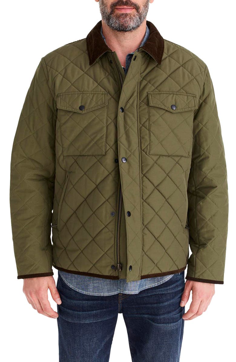 J.Crew Sussex Quilted Jacket with Corduroy Collar, Main, color,