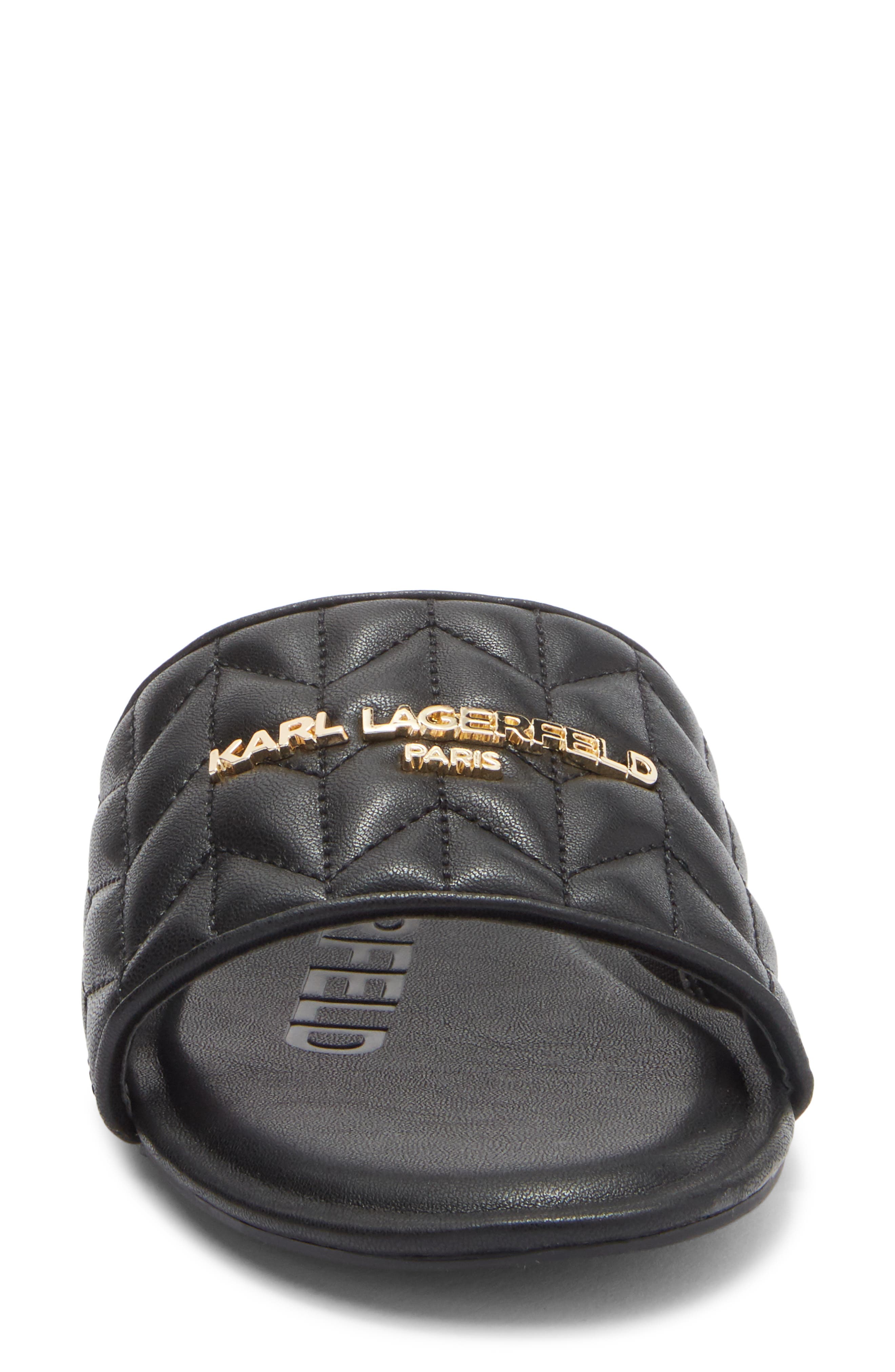 KARL LAGERFELD PARIS Cati Quilted Slide Sandal, Alternate, color, Black