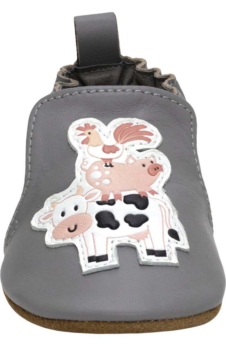 Robeez<sup>®</sup> Fun at the Farm Crib Shoe, Alternate, color, Grey
