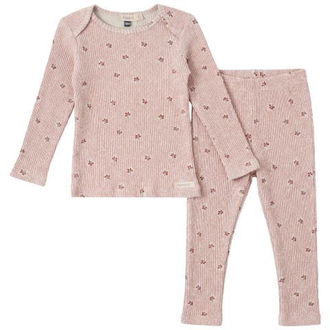 Girl Allover Cherry Print Two Piece Long Sleeve Top and Matching Pants Set (Baby)