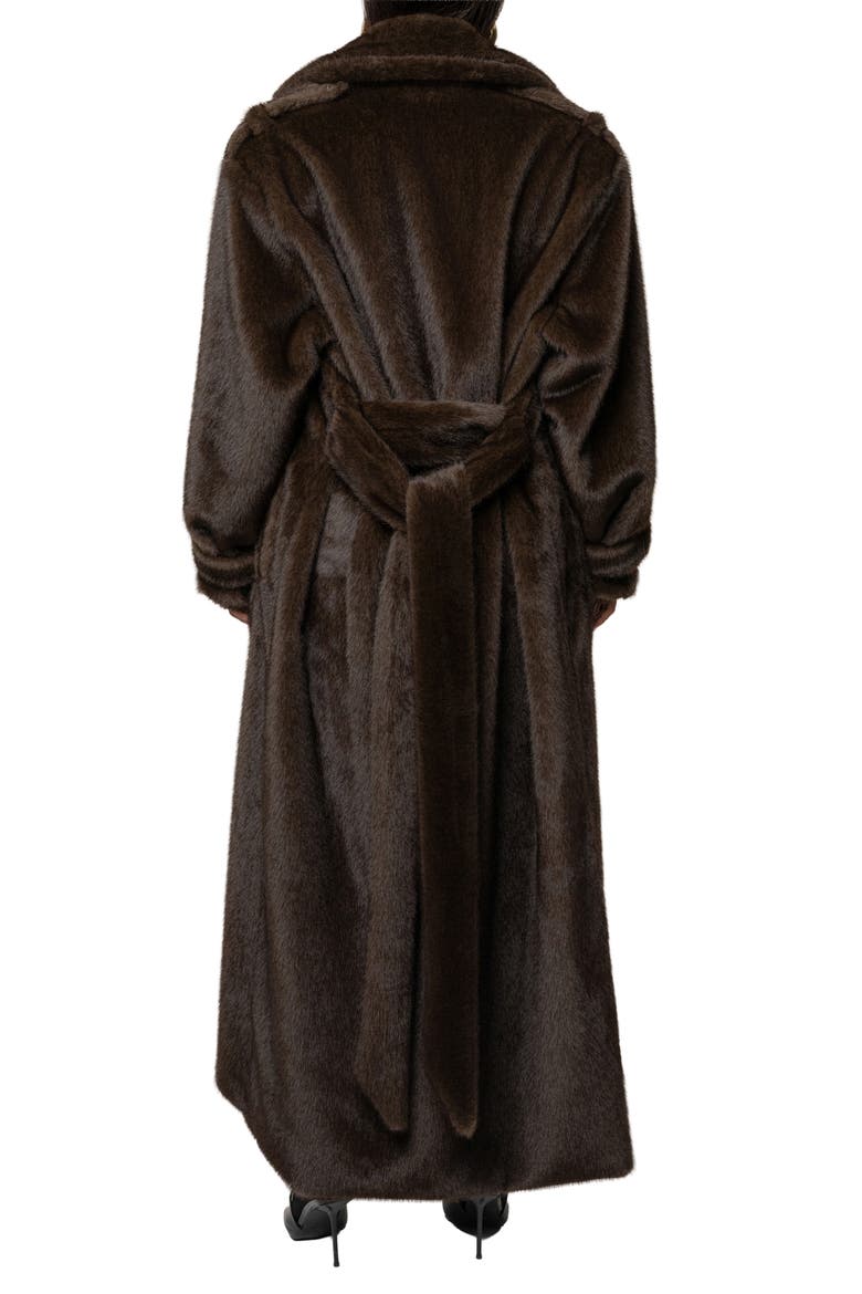 Uptown Belted Faux Fur Longline Coat, Alternate, color, BROWN