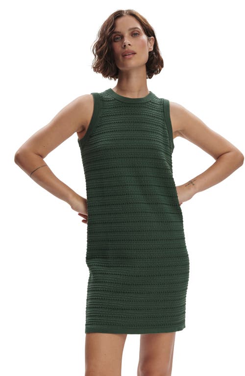 Varley Mindy Mixed Stitch Stripe Sleeveless Cotton Sweater Minidress In Green