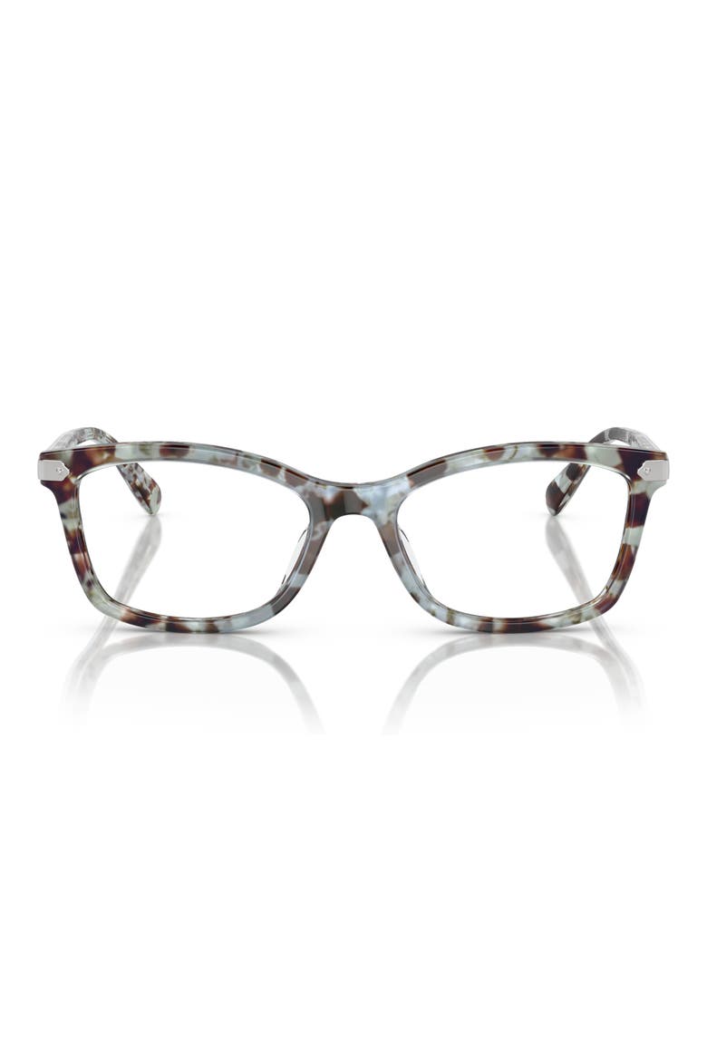 49mm Rectangular Optical Glasses, Main, color, SEA GLASS TORTOISE / DEMO