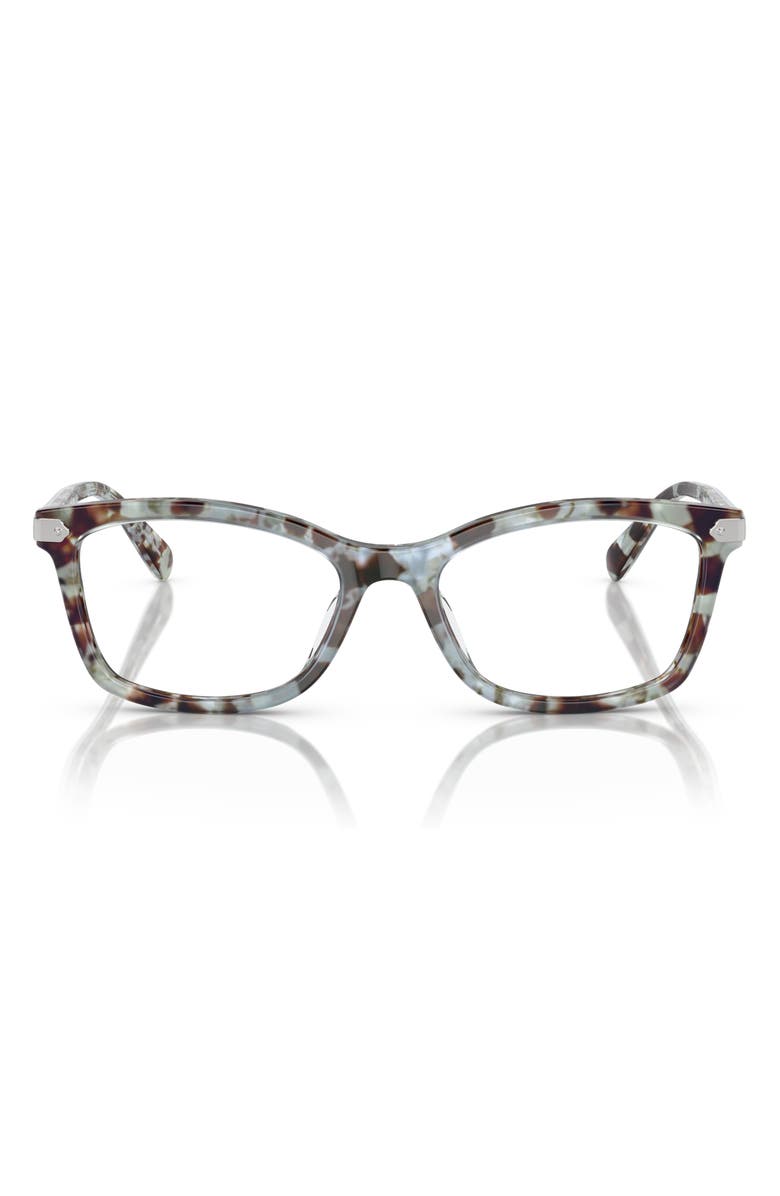 COACH 53mm Rectangular Optical Glasses, Main, color, Sea Glass Tortoise / Demo