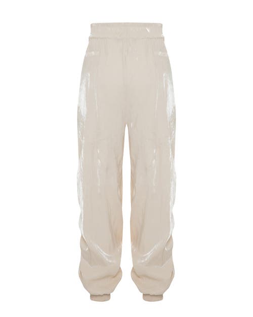 Theo The Label Women's Neutrals Athena Ruched Trackpant - Stone In Stone