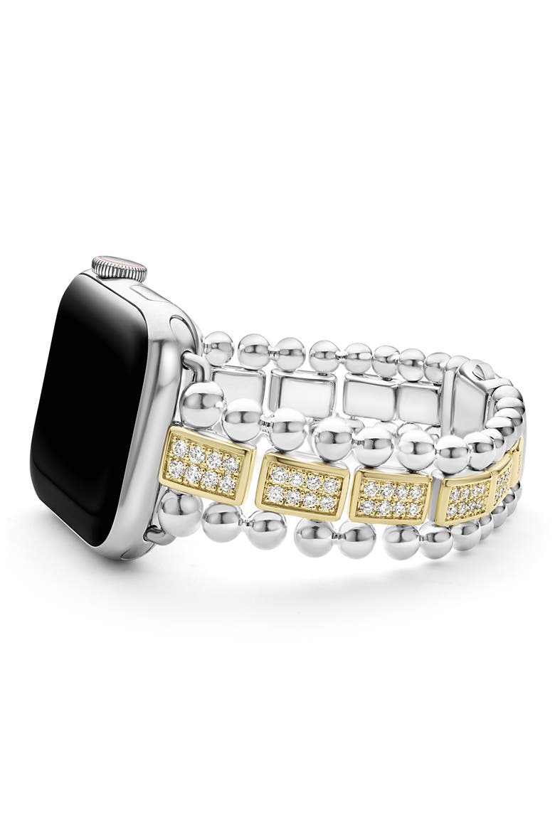 18K Gold & Sterling Silver Diamond Apple Watch® Watchband, Alternate, color, SILVER GOLD DIAMOND