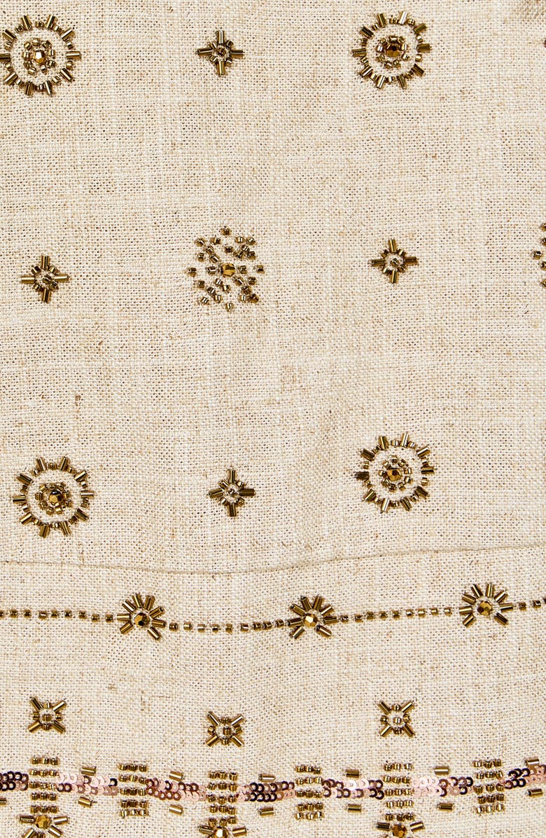 Endless Rose Beaded Cotton & Linen Shorts, Alternate, color, Natural