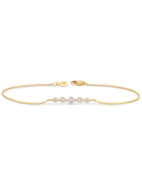 Round Graduated Lab Grown Diamond Chain Bracelet in 14K Gold