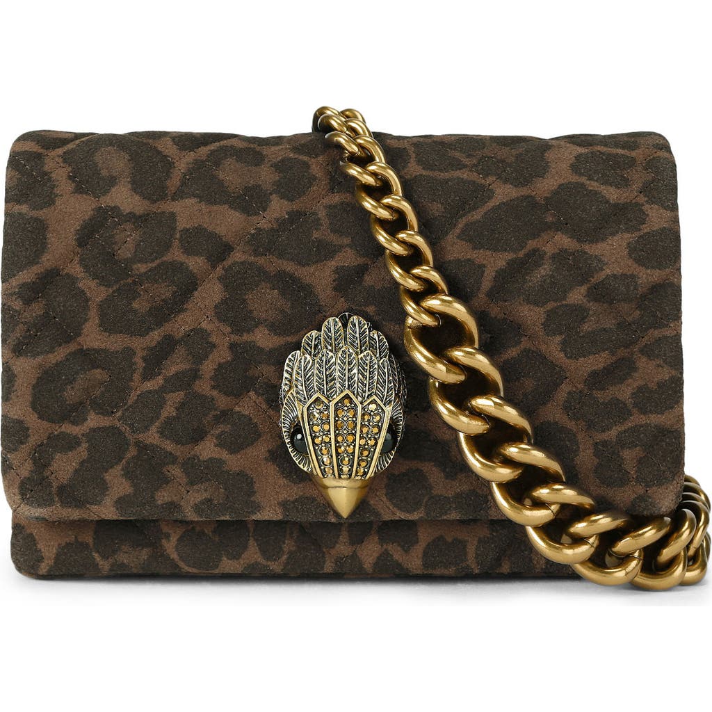 Kurt Geiger Womens Dk.brn Com Mini Kensington Kurt Leopard Suede Cross-body Bag In Brown