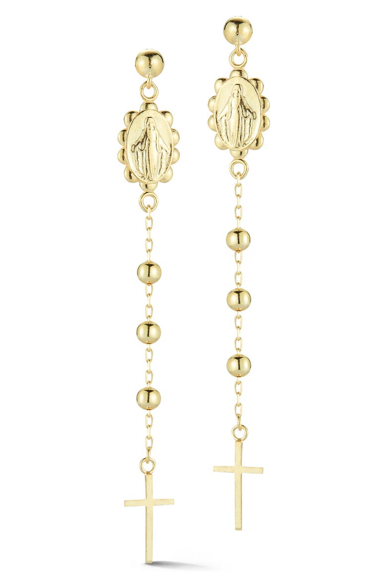 Rosary Chain Drop Earrings, Main, color, GOLD