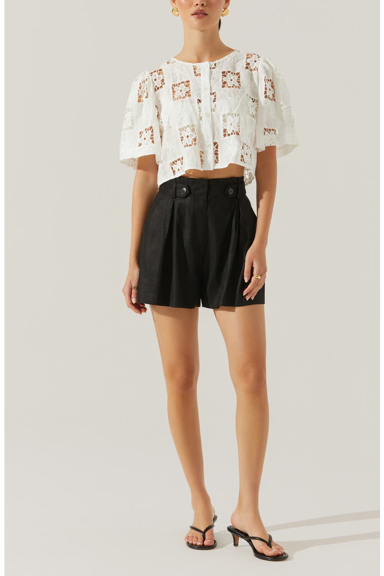 Ollie Linen Blend Shorts, Alternate, color, BLACK