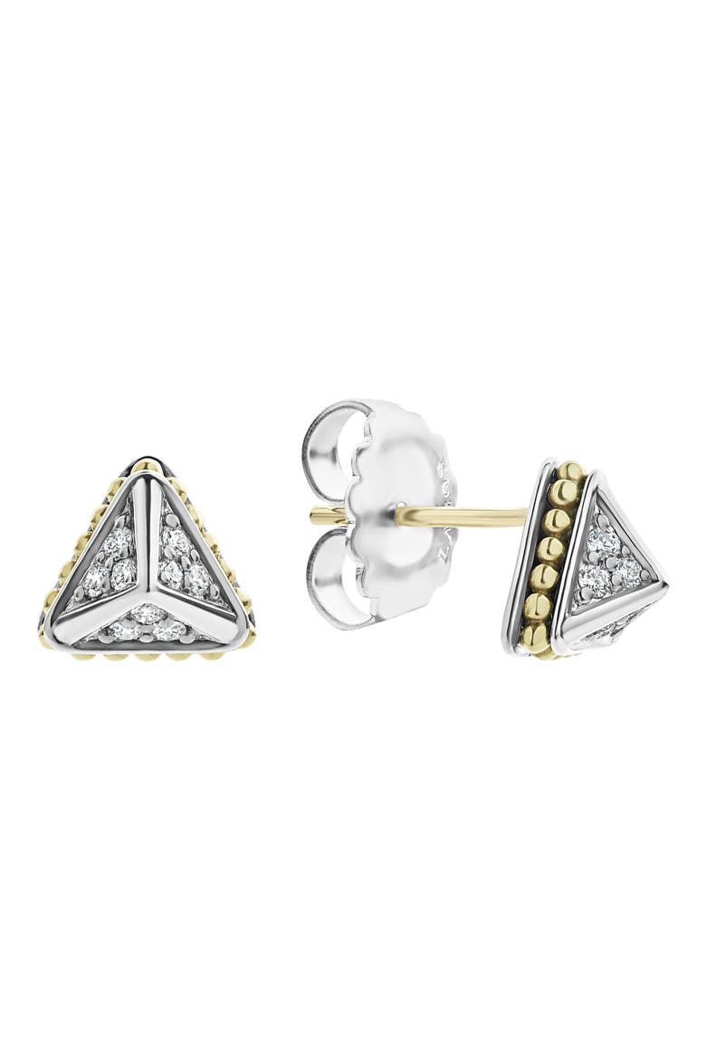 KSL Lux Diamond Pyramid Stud Earrings, Main, color, SILVER/ DIAMOND