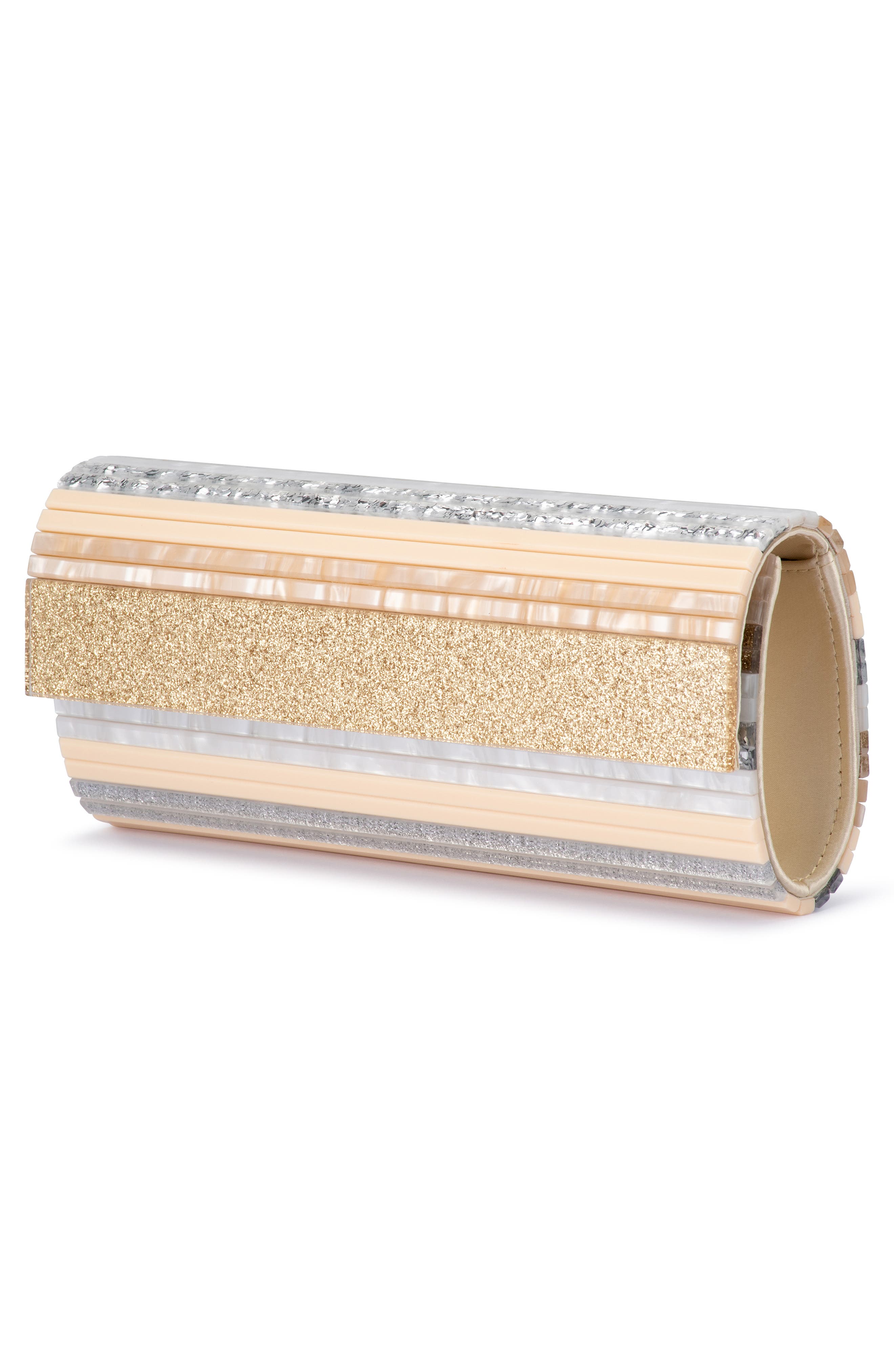 Olga Berg Clara Acrylic Clutch, Alternate, color, Natural