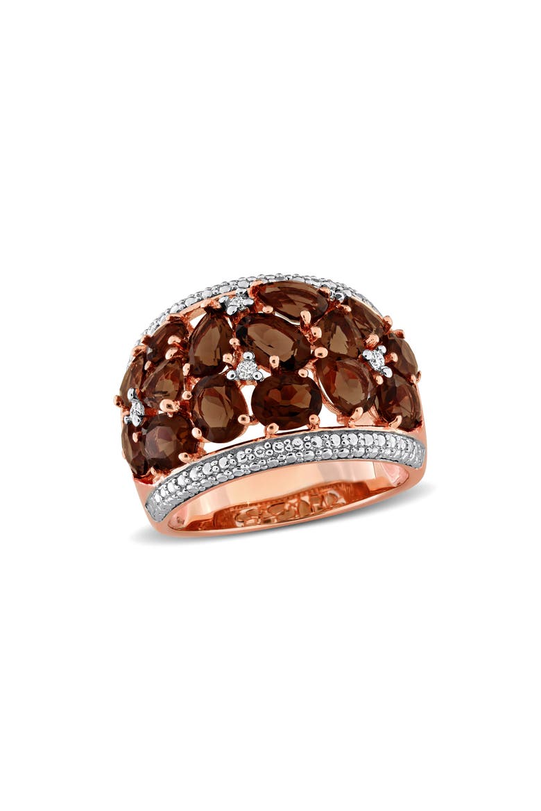Rose Gold Plated Smoky Quartz Statement Ring, Main, color, BROWN