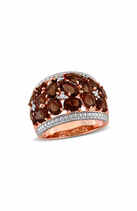 Rose Gold Plated Smoky Quartz Statement Ring