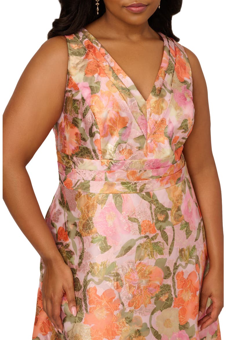Floral Jacquard Midi Cocktail Dress, Alternate, color, YELLOW/ ORANGE MULTI