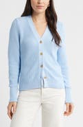 Caslon® Shaker Stitch V-Neck Pima Cotton Cardigan