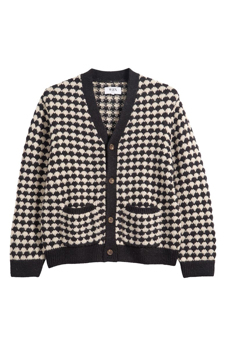 Wax London Walker Bubble Knit Wool Blend Cardigan, Alternate, color, Black / Ecru