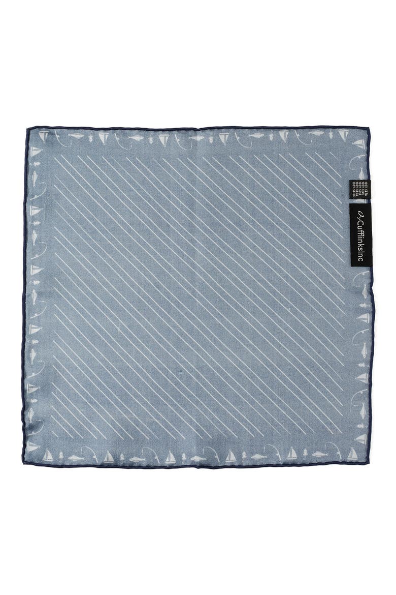 Nautical Silk Pocket Square, Alternate, color, BLUE