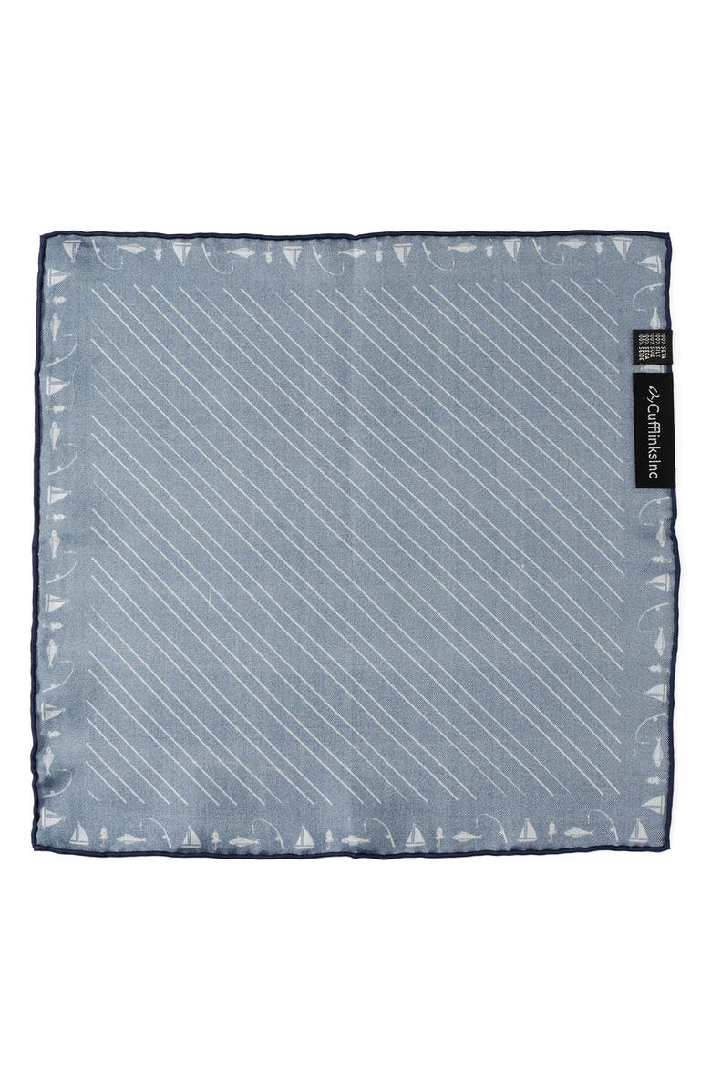 Cufflinks, Inc. Nautical Silk Pocket Square, Alternate, color, Blue
