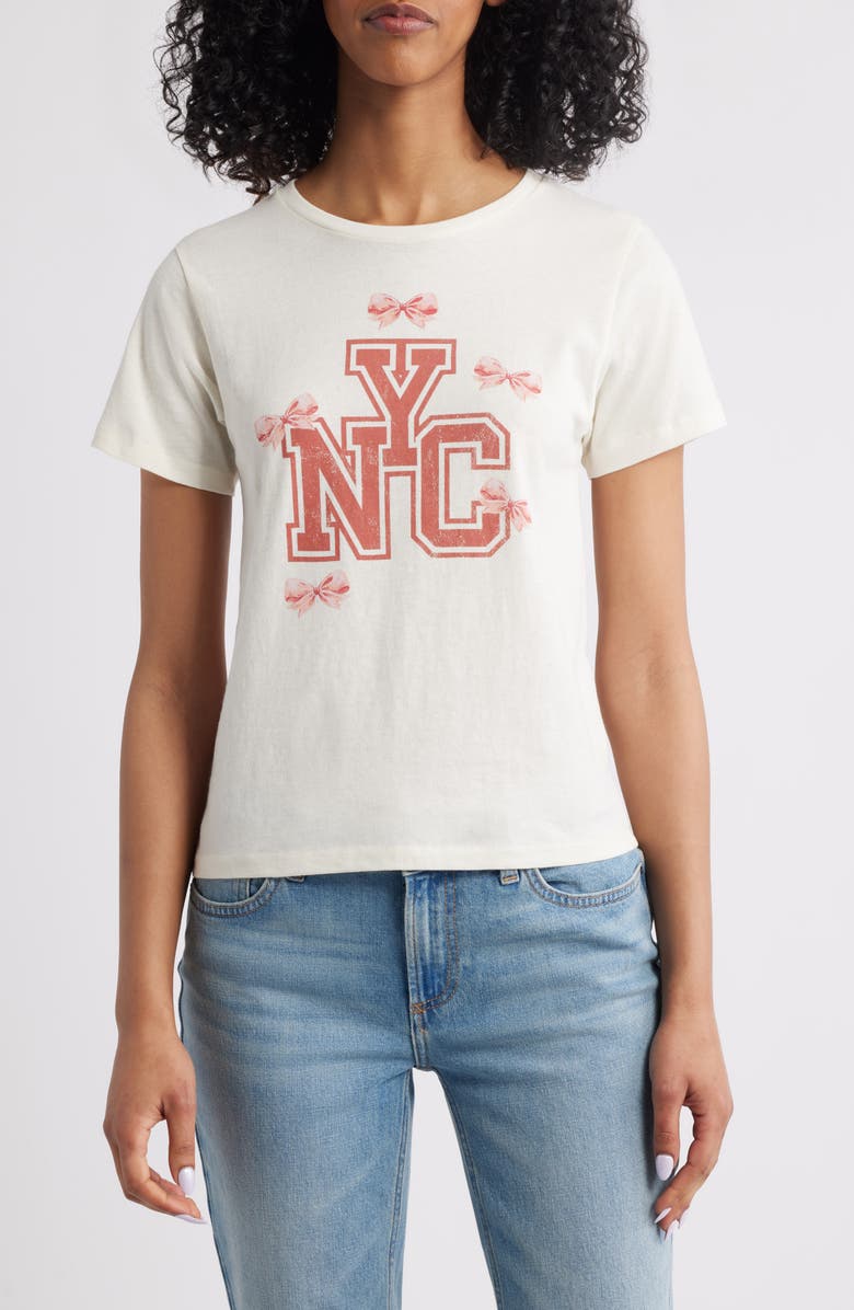 GOLDEN HOUR NYC Bows Cotton Graphic T-Shirt, Main, color, Marshmallow