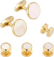 Link Up Classic Round Gold Plated Gemstone Cufflinks And Tuxedo Studs