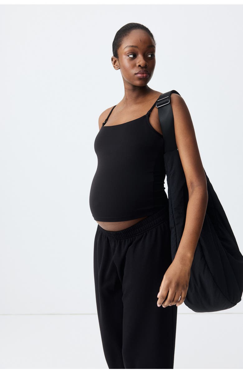 H&M Mama nursing strappy sports top, Alternate, color, Black