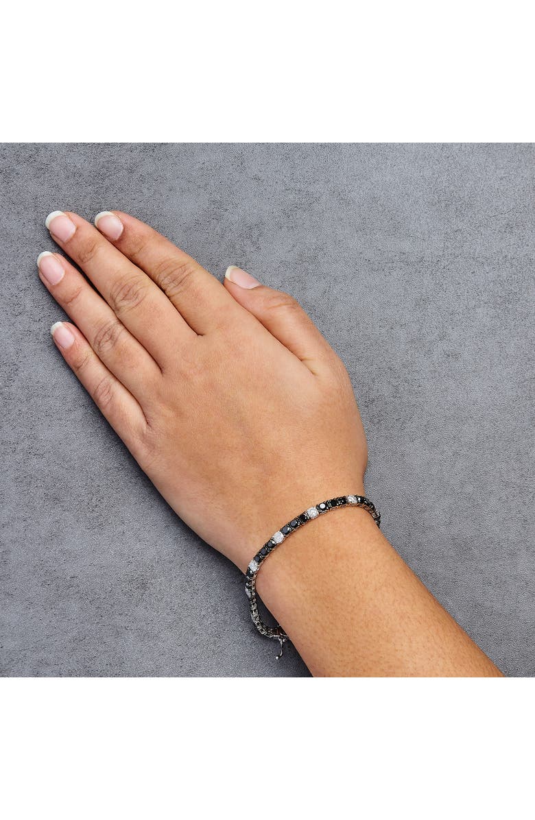 Haus of Brilliance Silver 10.0Cttw Black and White Diamond Tennis Bracelet, Alternate, color, White