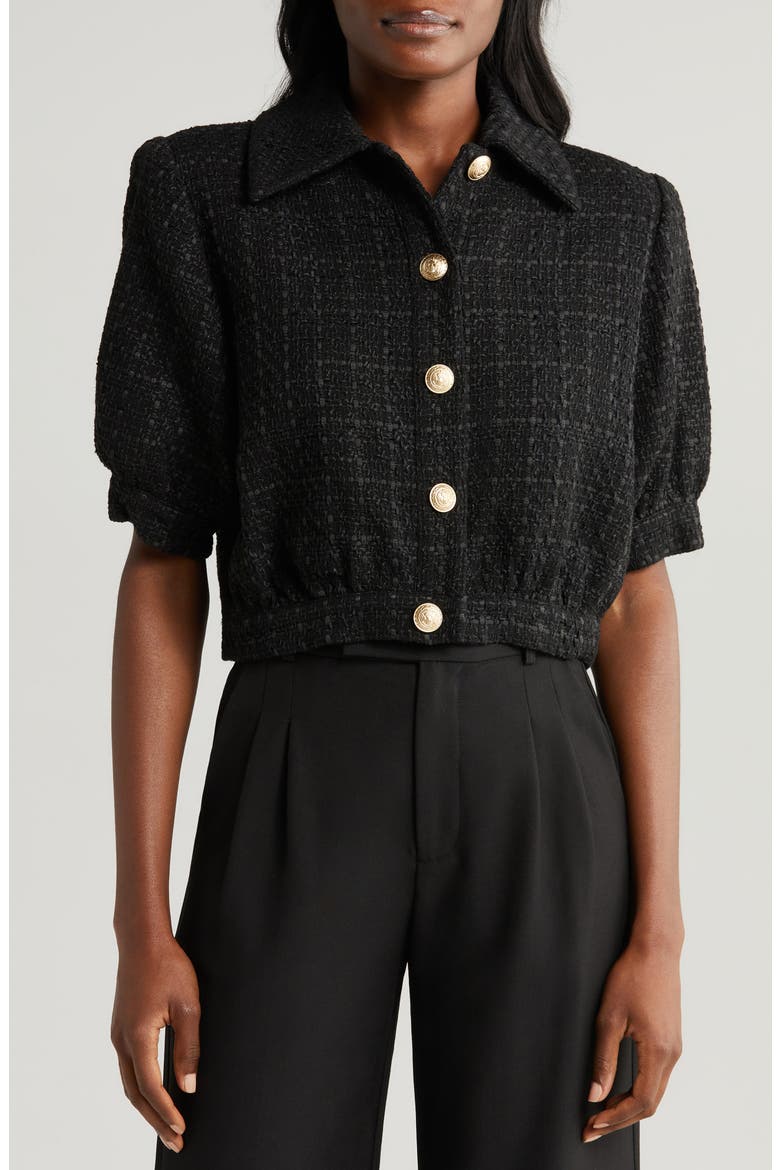 Cove Tweed Crop Jacket, Alternate, color, BLACK